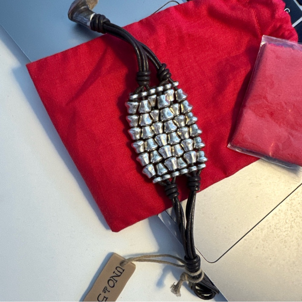 NWT Uno De 50 Tabano 2" wrap Leather  bracelet dust cloth and bag